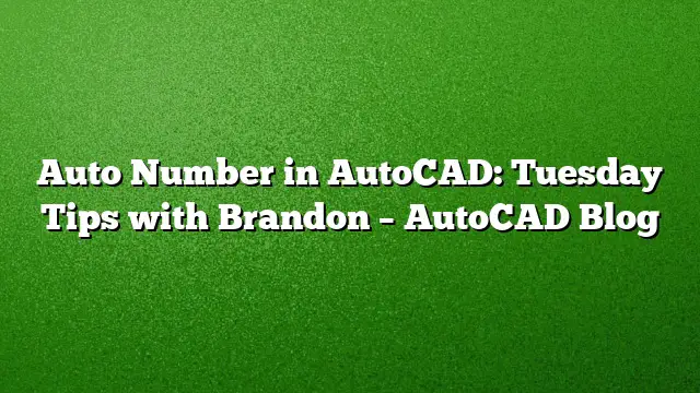 Auto Number in AutoCAD: Tuesday Tips with Brandon – AutoCAD Blog