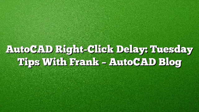 AutoCAD Right-Click Delay: Tuesday Tips With Frank – AutoCAD Blog