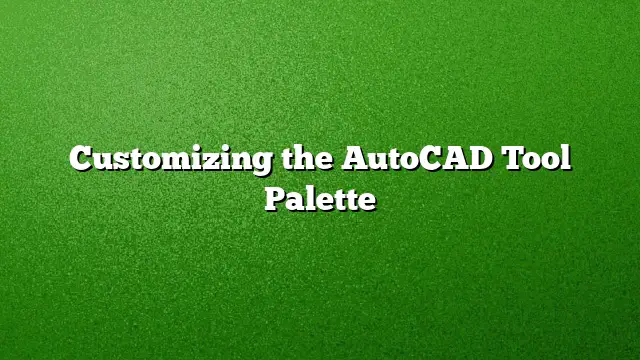 Customizing the AutoCAD Tool Palette