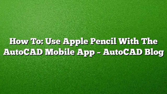 How To: Use Apple Pencil With The AutoCAD Mobile App – AutoCAD Blog