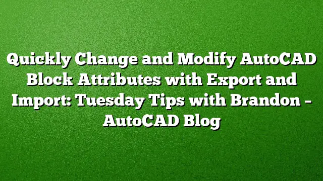 Quickly Change and Modify AutoCAD Block Attributes with Export and Import: Tuesday Tips with Brandon – AutoCAD Blog
