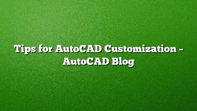 Tips for AutoCAD Customization – AutoCAD Blog