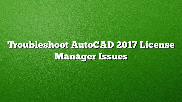Troubleshoot AutoCAD 2017 License Manager Issues