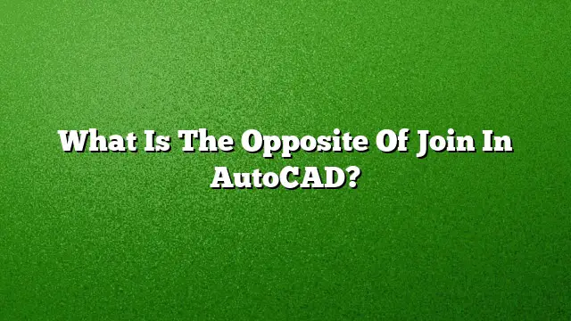 What Is The Opposite Of Join In AutoCAD?