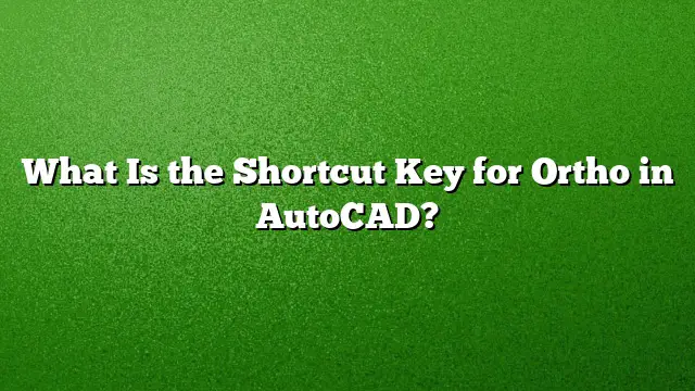 What Is the Shortcut Key for Ortho in AutoCAD?