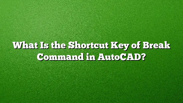 What Is the Shortcut Key of Break Command in AutoCAD?