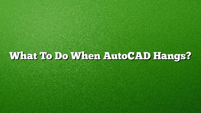 What To Do When AutoCAD Hangs?