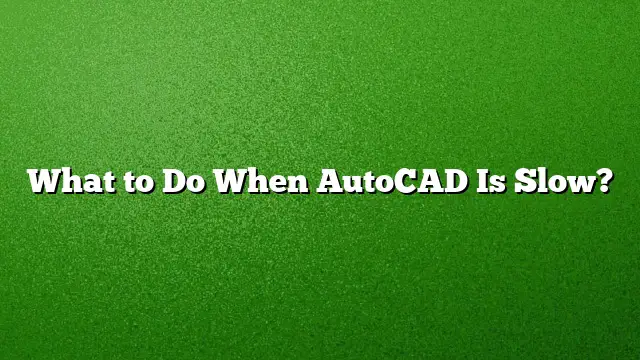 What to Do When AutoCAD Is Slow?