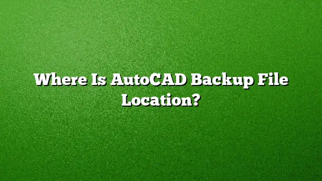 Where Is AutoCAD Backup File Location?