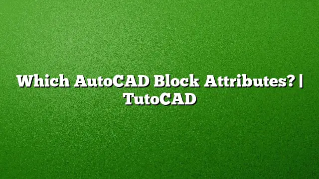 Which AutoCAD Block Attributes? | TutoCAD